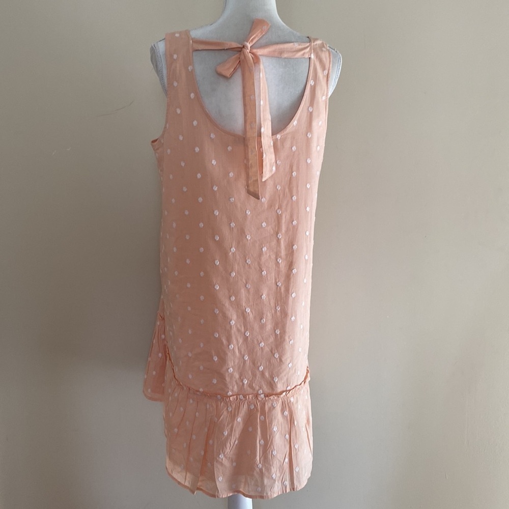 LOFT Peach Polka Dot Sun Dress with Bow - Picture 4 of 16